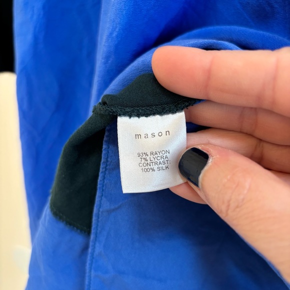 Vintage Mason Royal Blue and Forest Green Blouse Small Academia - Picture 6 of 7